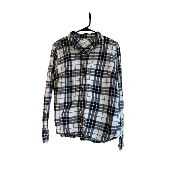 J.Crew Flannel Shirt Plaid Long Sleeve Button Down Relaxed Fit Size L - Picture 2 of 5
